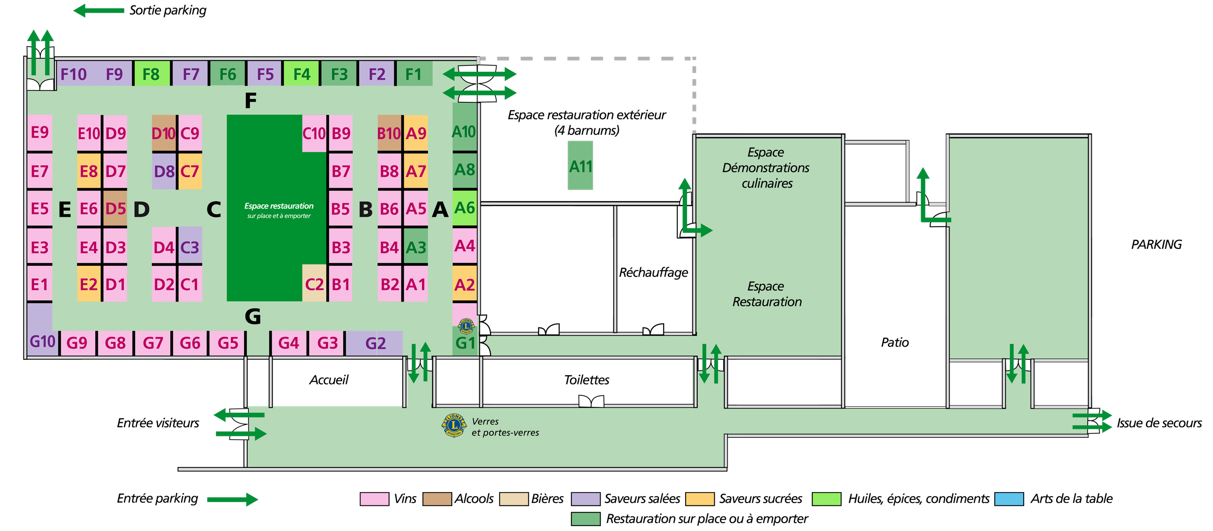 Plan du Salon Vins & Saveurs du LIONS Club de Manosque